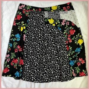 calvin klein bright floral patchwork mix print skirt.